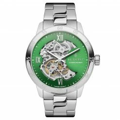 Budget ✔️ Seizmont Dante II | Silver-Tone Stainless Steel Skeleton ⌚ Watch With Green Dial 🌟