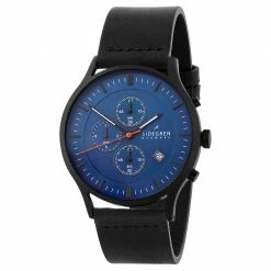 Best reviews of ❤️ Sidegren Revil | Black Chronograph ⌚ Watch With Blue Dial & Black Leather Strap 👏