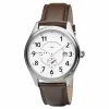 Brand new 🛒 Fawler Aviator | Silver-Tone Aviator ⌚ Watch With White Dial & Chocolate Brown Leather Strap 🎉 -WATCHES FOR MEN Sales 8 1 copy 25