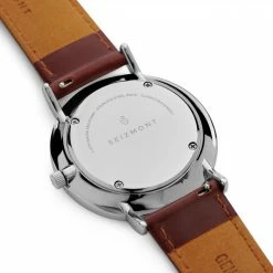 Outlet 🛒 Seizmont Moment | Silver-Tone Minimalist 👗 Dress ⌚ Watch With White Dial & Rust Leather Strap ❤️ -WATCHES FOR MEN Sales 8 3 b4f5819fa2384fc5d704e65106795065