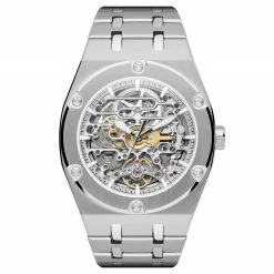 Outlet ๐ Arkai Mamut | Silver-Tone Stainless Steel Automatic Skeleton โ Watch โ๏ธ