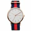 Best Pirce ❤️ Seizmont Moment | Rose Gold-Tone Minimalist 👗 Dress ⌚ Watch With White Dial & Blue & Red Striped Nylon Strap 😍 -WATCHES FOR MEN Sales arthur moment 20968 40mm