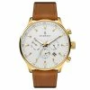 Promo 🔥 Seizmont Troika II | Gold-Tone Dual-Time ⌚ Watch With White Dial & Brown Leather Strap 🔥 -WATCHES FOR MEN Sales avgjh
