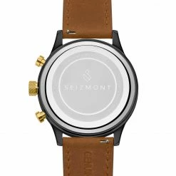 Cheap ❤️ Seizmont Troika II | Black Dual-Time ⌚ Watch With Black Dial & Golden Brown Leather Strap ⭐ 9 Cheap ❤️ Seizmont Troika II | Black Dual-Time ⌚ Watch With Black Dial & Golden Brown Leather Strap ⭐ -WATCHES FOR MEN Sales cbyg 1