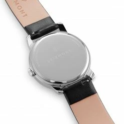 Hot Sale ⭐ Seizmont Mezzo | Silver-Tone Minimalist ⌚ Watch With Silver-Tone Dial & Black Leather Strap 🛒 -WATCHES FOR MEN Sales ccc