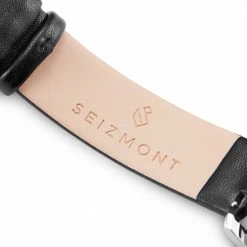 Hot Sale ⭐ Seizmont Mezzo | Silver-Tone Minimalist ⌚ Watch With Silver-Tone Dial & Black Leather Strap 🛒 -WATCHES FOR MEN Sales ccccc