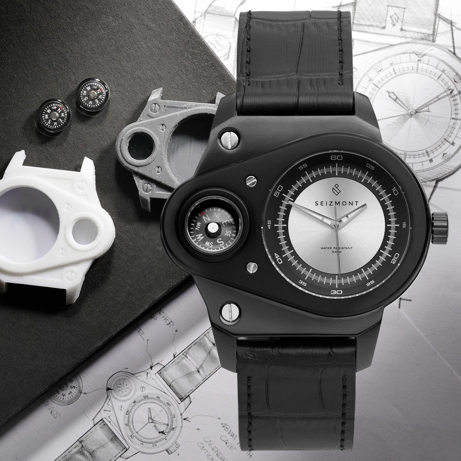 Cheap π Seizmont Orbis | Black & Silver-Tone Stainless Steel Compass β Watch π₯° 4 Cheap π Seizmont Orbis | Black & Silver-Tone Stainless Steel Compass β Watch π₯° - Image 2