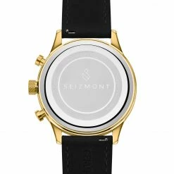Discount ✔️ Seizmont Troika II | Gold-Tone Dual-Time ⌚ Watch With Gold-Tone Dial & Black Leather Strap 😀 -WATCHES FOR MEN Sales cyfhtgy