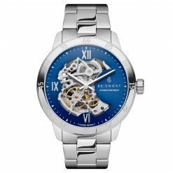 Buy ❤️ Seizmont Dante II | Silver-tone skeleton ⌚ watch with blue dial 👍