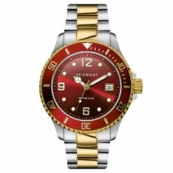 Budget ⭐ Seizmont Tide | Silver-, Gold-Tone & Red Stainless Steel Dive ⌚ Watch With Red Dial 👏