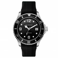Flash Sale ๐ Seizmont Tide | Black Dive โ Watch With Black Dial & Black Rubber Strap ๐