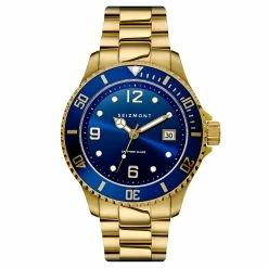 Outlet ๐ Seizmont Tide | Gold-Tone Stainless Steel Dive โ Watch With Blue Dial โ