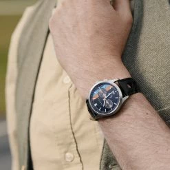 Cheap ⭐ Fawler Monterey | Orange & Blue Racing Chronograph Leather ⌚ Watch 🧨 -WATCHES FOR MEN Sales fwmr rel watch 1x1 25312 4