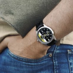 Budget ❤️ Fawler Monterey | White & Yellow Racing Chronograph Leather ⌚ Watch 😀 -WATCHES FOR MEN Sales fwmr rel watch 1x1 25313 3