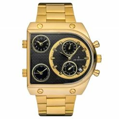 Coupon ๐ Seizmont Provectus | Gold-Tone Stainless Steel 3 Movements โ Watch With Black Dial ๐