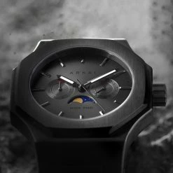 Promo 👏 Arkai Mace | Black Stainless Steel Moonphase ⌚ Watch With Black Dial 🎁 -WATCHES FOR MEN Sales header cropped 3x1 sq