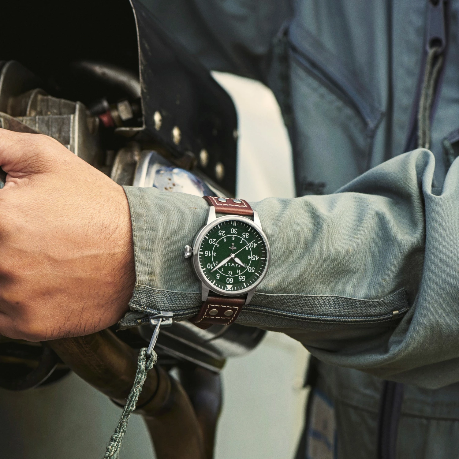 Best Sale β Fawler Apollo | Green and Silver-tone Stainless Steel Pilotβs β Watch π 4 Best Sale β Fawler Apollo | Green and Silver-tone Stainless Steel Pilotβs β Watch π - Image 2