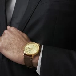 Outlet ⌛ Lucleon Grover | Gold-Tone Day-Date ⌚ Watch With Gold-Tone Dial & Brown Leather Strap 🧨 -WATCHES FOR MEN Sales jwm megashoot watch 1.2 16451 2