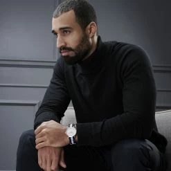 Budget 🎉 Seizmont Moment | Silver-Tone Minimalist 👗 Dress ⌚ Watch With White Dial & Blue & White Striped Nylon Strap 🌟 -WATCHES FOR MEN Sales jwm megashoot watch 1.2 20537