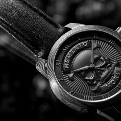 Cheap 😉 Lucleon Memento Mori | Black Damascus Steel Skull ⌚ Watch ✔️ -WATCHES FOR MEN Sales jwm mmcc collection 24853 1x1 2