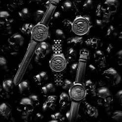 Budget 😀 Lucleon Memento Mori | Black Stainless Steel Skull ⌚ Watch 😀 -WATCHES FOR MEN Sales jwm mmcc collection memento mori 24851 24852 24853 22042 1x1 2 1
