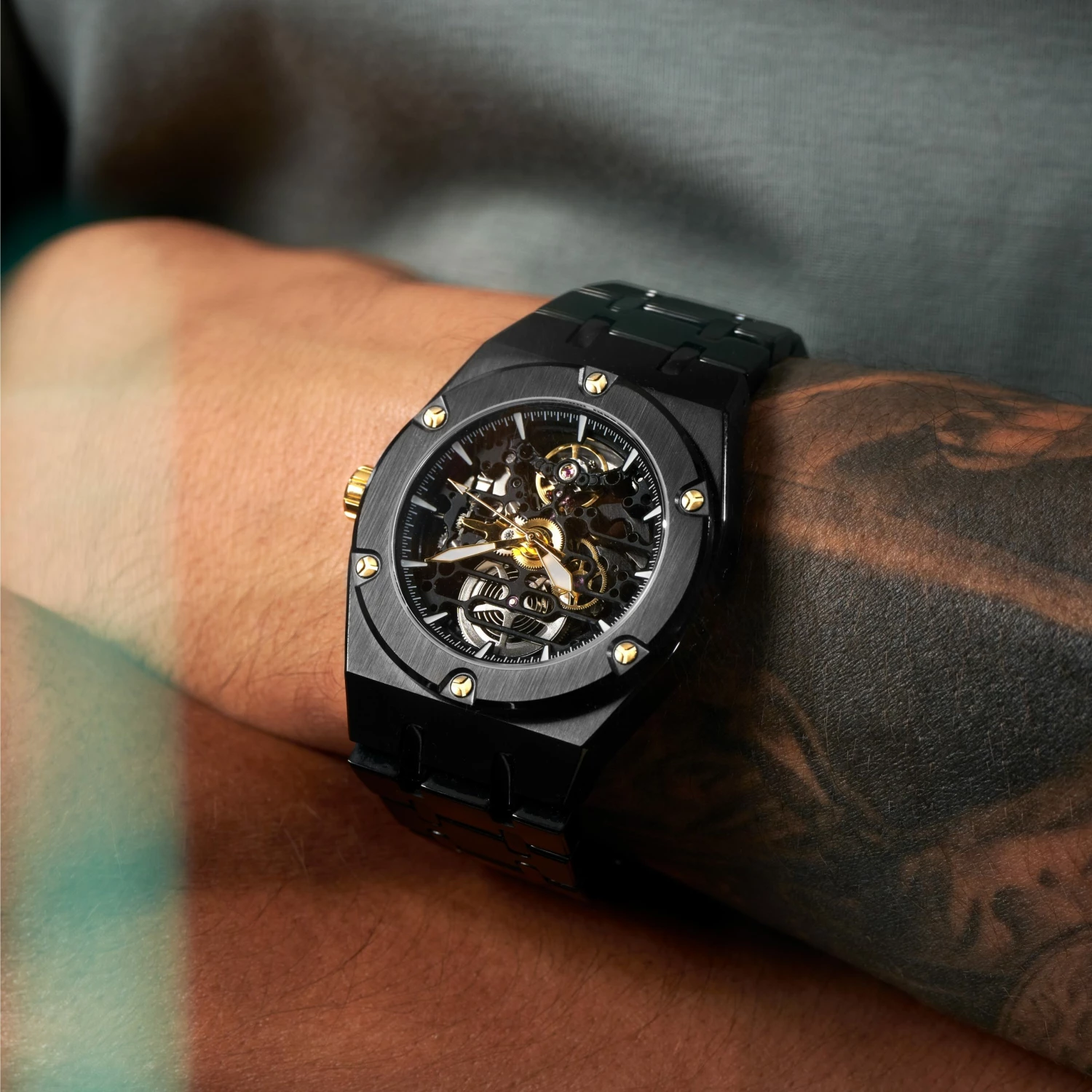 Deals ๐ฅ Arkai Mamut | Black Stainless Steel Automatic Skeleton โ Watch With Gold Movement โ 8 Deals ๐ฅ Arkai Mamut | Black Stainless Steel Automatic Skeleton โ Watch With Gold Movement โ - Image 6
