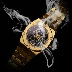 Coupon 🔔 Arkai Mamut | Gold-Tone Automatic Skeleton ⌚ Watch With Gold Movement 🎉 -WATCHES FOR MEN Sales jwm mwcl ig 1x1 arkai watch gold 23542 1