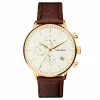 Best deal 🔔 Lucleon Ternion | Gold-Tone Dual-Time ⌚ Watch With White Dial & Rust Leather Strap 🌟 -WATCHES FOR MEN Sales laurens ternion 21791 40mm 11