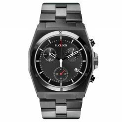 Promo 🧨 Lucleon Ray | Black Stainless Steel Chronograph ⌚ Watch With Black Dial 🛒