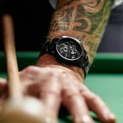 Budget 🔥 Seizmont Dante | Black Stainless Steel Skeleton ⌚ Watch With Black Dial & Silver-Tone Movement 👍 -WATCHES FOR MEN Sales ldkdkdkfdakfkkjhaola 1