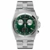 Brand new ⭐ Lucleon Ray | Silver-Tone Stainless Steel Chronograph ⌚ Watch With Green Dial ✔️ -WATCHES FOR MEN Sales leal ray 21842 40mm