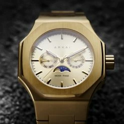 Buy 🤩 Arkai Mace | Gold-Tone Moonphase ⌚ Watch With Gold-Tone Dial 🌟 -WATCHES FOR MEN Sales moonphase0180 copy