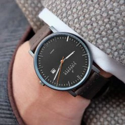 Buy 😍 Sidegren Kevil | Dark Grey Slim 👗 Dress ⌚ Watch With Dark Grey Dial & Brown Leather Strap 🛒 -WATCHES FOR MEN Sales murky kevil watch