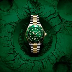 Brand new 👏 Seizmont Tide | Silver- & Gold-Tone Stainless Steel Dive ⌚ Watch With Green Dial 👏 -WATCHES FOR MEN Sales new watch images winter newsletters14446 22370 3