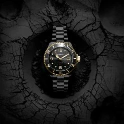 Coupon 😉 Seizmont Tide | Black & Gold-Tone Stainless Steel Dive ⌚ Watch With Black Dial 🎉 -WATCHES FOR MEN Sales new watch images winter newsletters14446 2 2 2 22366