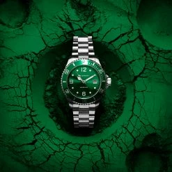 Outlet 🎉 Seizmont Tide | Silver-Tone Stainless Steel Dive ⌚ Watch With Green Dial 👏 -WATCHES FOR MEN Sales new watch images winter newsletters14446 5 22367