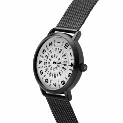 New 🔔 Seizmont Ambitio | Black ⌚ Watch With White Rotating Dial & Stainless Steel Mesh Strap 🧨 -WATCHES FOR MEN Sales raa