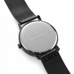 New 🔔 Seizmont Ambitio | Black ⌚ Watch With White Rotating Dial & Stainless Steel Mesh Strap 🧨 -WATCHES FOR MEN Sales raaaa