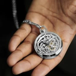 Budget ✨ Seizmont Agito | Silver-Tone Stainless Steel Skeleton Pocket ⌚ Watch 👍 -WATCHES FOR MEN Sales rel 22385 1x1 1 nathan 1