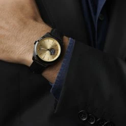 Brand new 😍 Fawler Fenes | Black Open-heart Skeleton ⌚ Watch With Gold-Tone Dial & Black Leather Strap 🔥 -WATCHES FOR MEN Sales rel fnssw 23303 1x1 bj rnvalentin 3