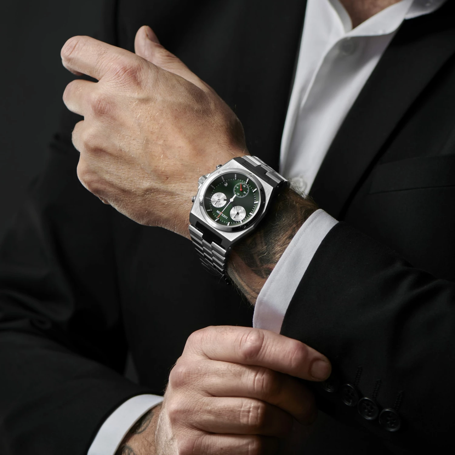 Brand new ⭐ Lucleon Ray | Silver-Tone Stainless Steel Chronograph ⌚ Watch With Green Dial ✔️ 5 Brand new ⭐ Lucleon Ray | Silver-Tone Stainless Steel Chronograph ⌚ Watch With Green Dial ✔️ - Image 3