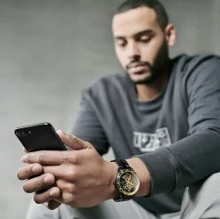 Promo 👍 Seizmont Dante II | Gold-Tone & Black Stainless Steel Skeleton ⌚ Watch With Black Dial 😀 -WATCHES FOR MEN Sales rel szdii 1x1 24809 1 1