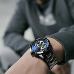 Best deal 🥰 Seizmont Dante II | Black Stainless Steel Skeleton ⌚ Watch With Blue Dial 💯 -WATCHES FOR MEN Sales rel szdii 1x1 24812 3 1