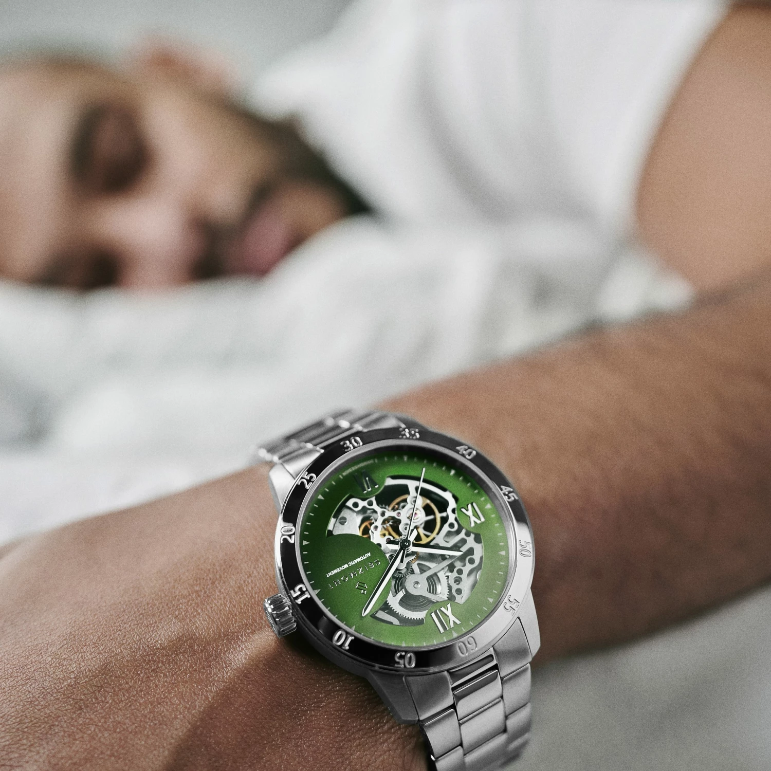 Budget โ๏ธ Seizmont Dante II | Silver-Tone Stainless Steel Skeleton โ Watch With Green Dial ๐ 4 Budget โ๏ธ Seizmont Dante II | Silver-Tone Stainless Steel Skeleton โ Watch With Green Dial ๐ - Image 2