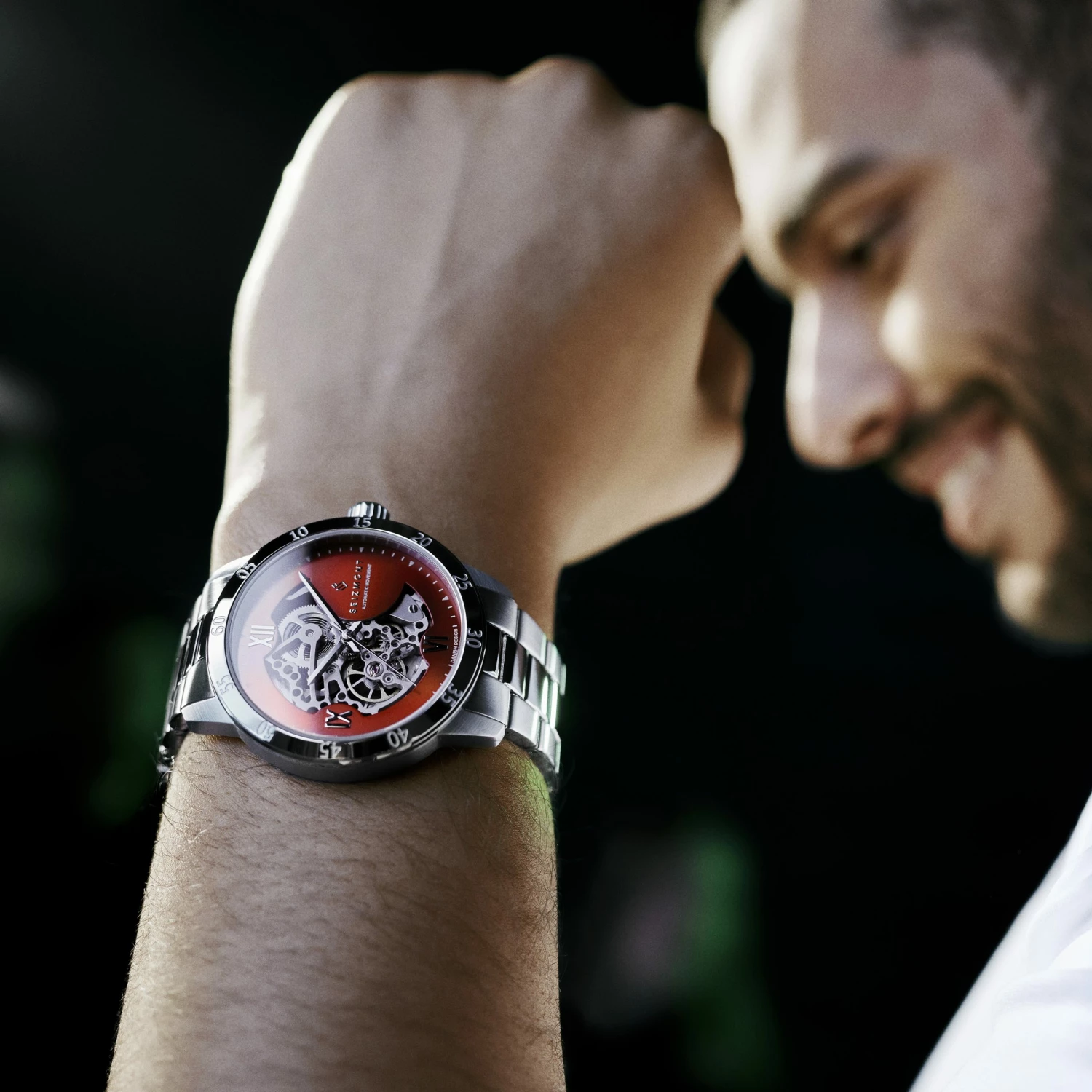 Deals ❤️ Seizmont Dante II | Limited Edition Silver-Tone Stainless Steel Skeleton ⌚ Watch With Red Dial ✨ 4 Deals ❤️ Seizmont Dante II | Limited Edition Silver-Tone Stainless Steel Skeleton ⌚ Watch With Red Dial ✨ - Image 2