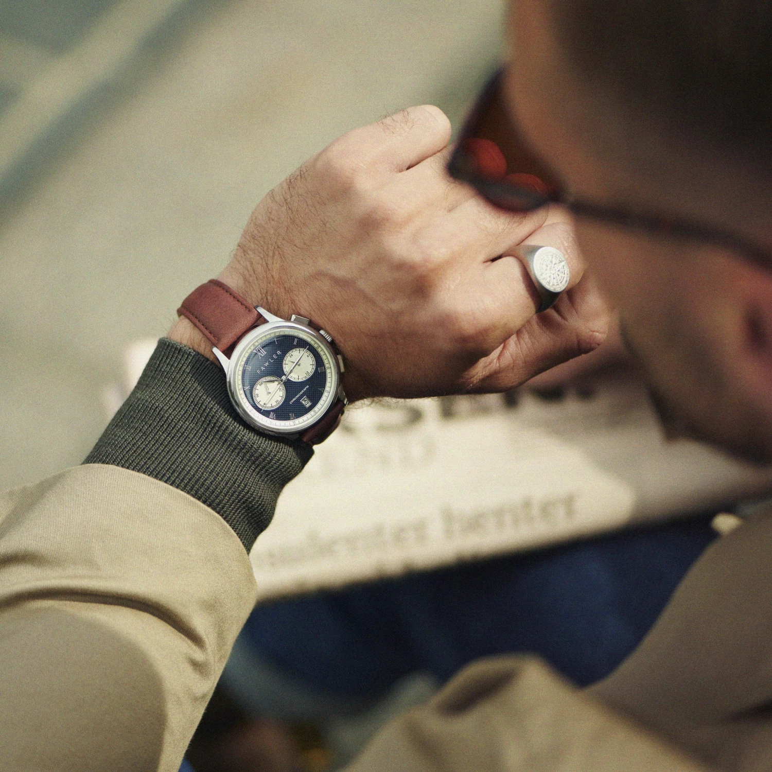Best deal π Fawler Cicero | Silver-Tone With Blue Dial Vintage Chronograph Brown Leather β Watch β 4 Best deal π Fawler Cicero | Silver-Tone With Blue Dial Vintage Chronograph Brown Leather β Watch β - Image 2