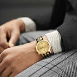 Hot Sale 👏 Lucleon Kellan | Gold-Tone & Black Stainless Steel Dual-Time ⌚ Watch With Gold-Tone Dial 🛒 -WATCHES FOR MEN Sales rst megashoot 3 0 watch 22162 nathanwilliams 2