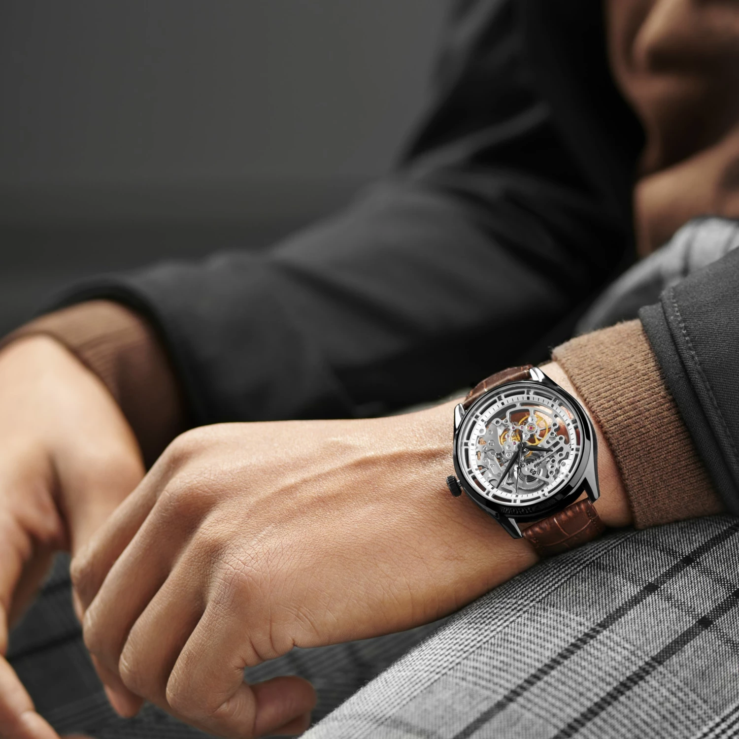 Coupon ๐ Seizmont Motus | Black Automatic Skeleton โ Watch With Silver-Tone Movement & Brown Leather Strap ๐งจ 5 Coupon ๐ Seizmont Motus | Black Automatic Skeleton โ Watch With Silver-Tone Movement & Brown Leather Strap ๐งจ - Image 3