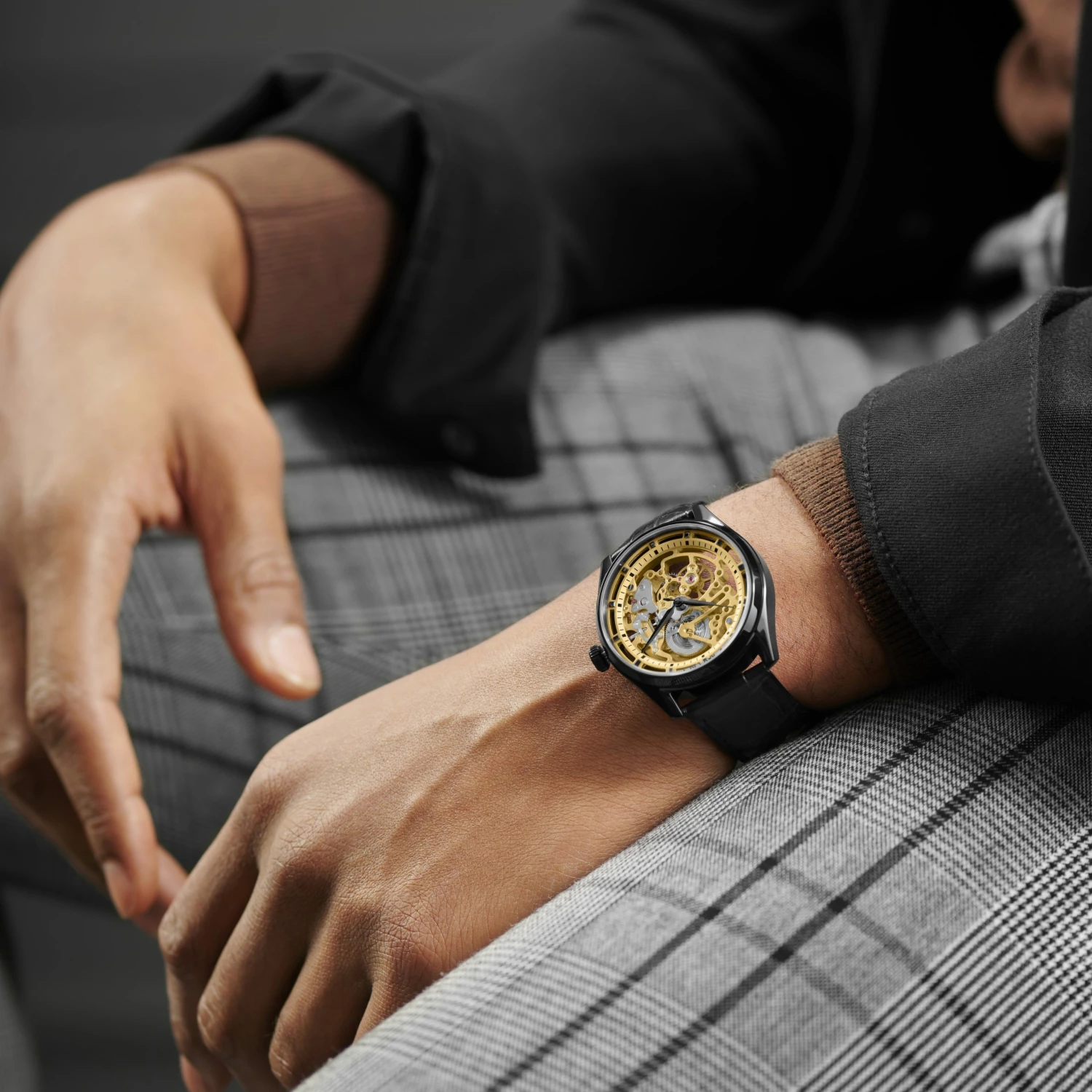 Cheapest π₯ Seizmont Motus | Black Stainless Steel Skeleton β Watch With Gold-Tone Movement & Black Leather Strap β 5 Cheapest π₯ Seizmont Motus | Black Stainless Steel Skeleton β Watch With Gold-Tone Movement & Black Leather Strap β - Image 3