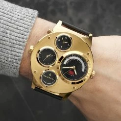 Brand new ⭐ Seizmont Optimus | Gold-Tone Stainless Steel ⌚ Watch With 4 Black Subdials 👏 -WATCHES FOR MEN Sales rst ow 1 ig